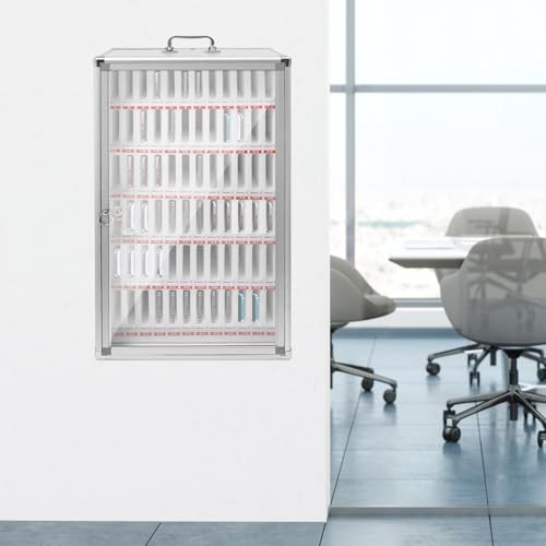 72 Slots Aluminum Alloy Pocket Chart Storage Cabinet,Cell Phones Storage Cabinet,Wall-Mounted with a Locked,Can be Carried by Hand