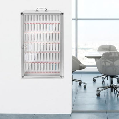 72 Slots Aluminum Alloy Pocket Chart Storage Cabinet,Cell Phones Storage Cabinet,Wall-Mounted with a Locked,Can be Carried by Hand