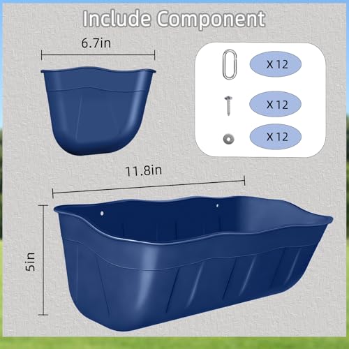 Chicken Feeder Waterer,Hanging Goat Feeders,Feed Trough 3.5 Quart 6 Pack,Hanging Fence Feed Trough for Poultry Livestock,Blue - color: Blue, size: 3.5 Quart (6 Pack)