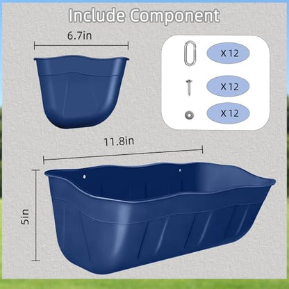 Chicken Feeder Waterer,Hanging Goat Feeders,Feed Trough 3.5 Quart 6 Pack,Hanging Fence Feed Trough for Poultry Livestock,Blue - color: Blue, size: 3.5 Quart (6 Pack)