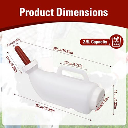 Calf Bottle 2.6 Quart Horizontal Calf Milk Feeding Bottle with Hand Grip Handle for Calves and Livestock Care