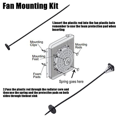 ORAEVY Fan Mounting Kit, Electric Radiator Fan plastic rods Installation Kit Compatible Mount hold Radiator Spal fan, Electric Cooling Fan and Transmission Cooler