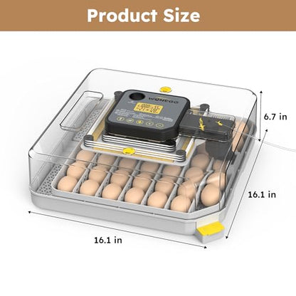 Egg Incubator for Hatching 48 Chicken, Duck, Quail & Goose Eggs – Automatic Egg Turner, Humidity & Temperature Control, Built-in LED Candler, Auto Water Refill, 360° Clear View Digital Poultry Hatcher