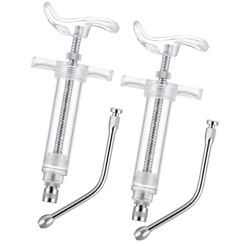 Threlaco 2 Pcs 10ml Large Drench Gun for Goats Large Dosage Feeding Gun Reusable Veterinary Medicine Syringe Continuous Dosing Feeding Dispenser for Goat Sheep Cattle Horse Livestock(Clear) - color: Clear, size: 10ml, style: Stylish