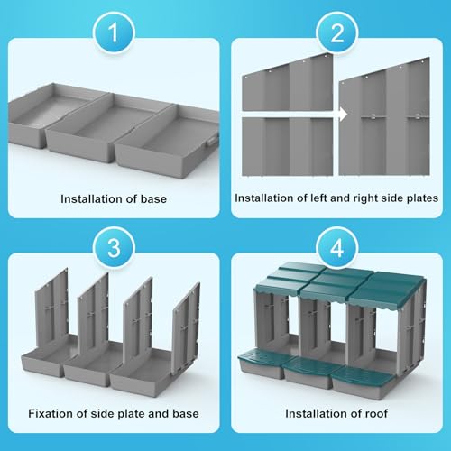 Chicken Nesting Boxes, 10 Hole Laying Boxes,2 Nest Mat, Plastic Roll Away Chicken Nest Box, Egg Roll Out with Perch Eggs Protected Collection Area, Poultry Modular House Egg Coop Nest Perch - size: Green 10 pack