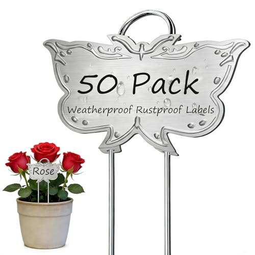 Metal Plant Labels 50 Pack 11in Tall Silver Outdoor Waterproof Garden Label Large Garden Seed Stake Tags for Flowers Fruits and Vegetables - color: Silver 50-pack