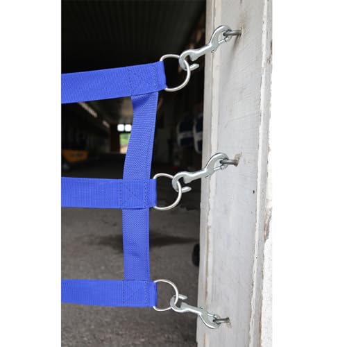 Country Pride Barn Door Guards, Heavyweight 2-Inch Polypropylene Webbing, Adjustable Length, Stainless Steel D-Ring Ends, Open-End Snaps, Stall Safety and Ventilation (12', Blue) - color: Blue, size: 12'