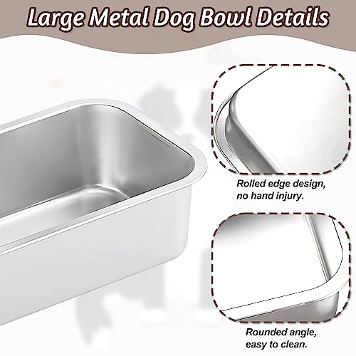 Fhiny 2 PCS Stainless Steel Dog Bowl, 1.2 Gallon Capacity Metal Dog Food & Water Bowls for Medium, Large, X-Large Dogs Indoor & Outdoor Universal Dog Bowl Dishwasher Safe