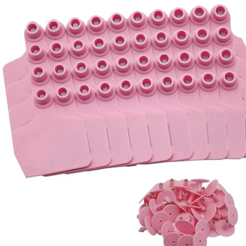 100PCS Livestock Ear Tags Blank Identification for Cattle Cow Horse Pig Goat Sheep - Big PETags Customized for Hogs Cows Calves Animals Pink 100pcs