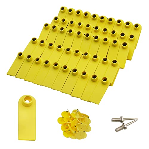 TPU Ear Tags 100pcs Blank Identification Tags with 2pcs Ear tag pins for Sheep Goat, Cattle Pig hog Livestock Animals (1.97" L*0.7" W) - size: 1.97"L*0.7"W-for Sheep