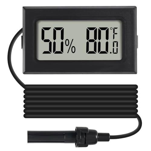 1Pcs Mini Digital Thermometer Hygrometer Gauge Indoor with Probe Sensor LCD Display Meter Temperature Humidity Fahrenheit Meter for Incubator Reptile Plant Tank Garden ℉ - size: 1 PCS