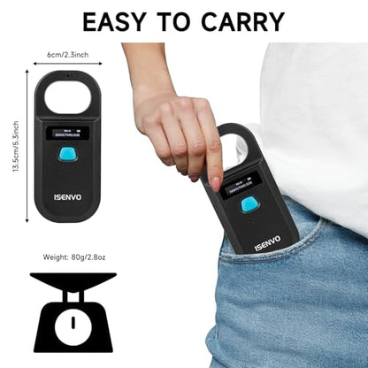 Pet Microchip Scanner Rechargeable RFID EMID Micro Chip Reader Scanner 134.2kHz 125kHz 15 Digits Pet Chip ID Scanner for Animal/Pets/Pigs/Dogs/Cats (190A)