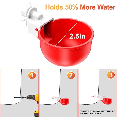 ZenxyHoC Chicken Waterer Cups, 10 Pack Automatic DIY Chicken Water Cup with 3/8'' Hole Saw