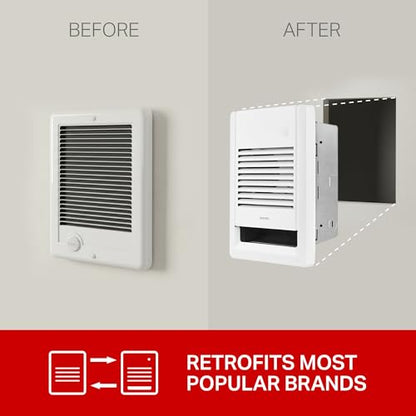 Stelpro Sonoma Wall Fan Heater – 1500W / 120V – 12 3/8″ H × 9 1/16″ W – Refined Compact Design – Silent Comfort, Quick Heat – Built-In Double-Pole (2P) Thermostat – White (ASO1501T2W)