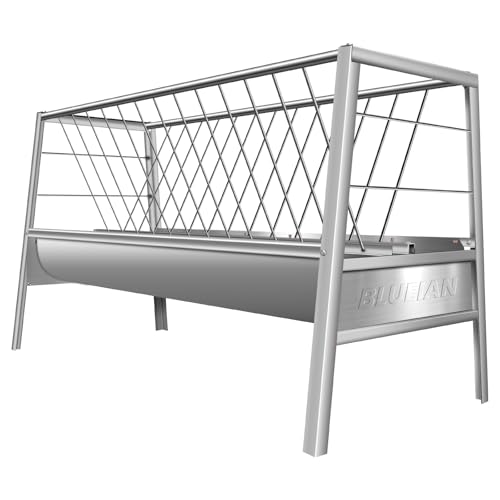 Goat Hay Feeder, 90 Gallon Multiple Sided Goat Hay Rack, 62'' x 26'' x 35'' Heavy Duty Stainless Steel Hay Feeder for Goats, Sheep, Horse, Silver (Stainless Steel)
