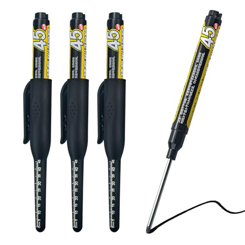 4 pcs black Long Nib Deep Hole Marker Pen - 45mm Extra-Length Tip for Precise Marking, Refillable Water-Resistant Construction Marker, Heavy-Duty Carpenter Pen for Woodworking & Plumbing - color: 4*Black