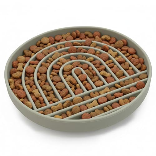 Should We Go? Slow Feeder Dog Bowls - Large Size Silicone Slow Eating Dog Bowl for Puppies & Dogs with Suction Cup -Dishwasher-Safe, Lick Mat Design, Reduces Gulping,for All Breeds,9.5”x1.5”- Sage - color: Sage - Rainbow Design, size: Large (9.5” Across a