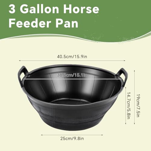 Eforcase 4Pcs Large Rubber Feeder Pan, 3.1 Gallon Horse Feed Bucket Water Bowl, Heavy Duty Horses Feed Bucket Dog Bowl Horse Feeder Pan for Cats Dogs Goats Chicken Farm Animal Goat Feeding Supplies