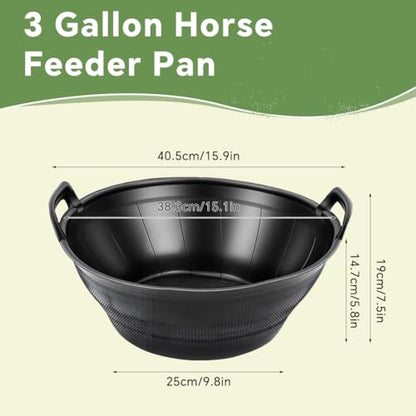 Eforcase 4Pcs Large Rubber Feeder Pan, 3.1 Gallon Horse Feed Bucket Water Bowl, Heavy Duty Horses Feed Bucket Dog Bowl Horse Feeder Pan for Cats Dogs Goats Chicken Farm Animal Goat Feeding Supplies