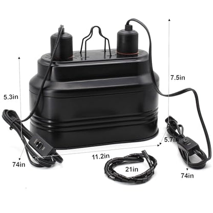 MECESOR Dual Reptile Lamp Fixture with Independent Switches, UVB & Basking Bulb Holder for Glass Terrarium Habitat - Reptile Light Fixture for Bearded Dragons,Turtles,Snakes & Lizards - style: Separate Switches