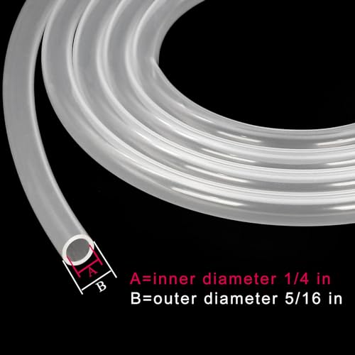 Silicone Tubing 1/4"ID - 16ft Food Grade Hose Pure Silicon Tube | 1/4" ID x 5/16" OD Flexible High /Low Temp Silicone Tubing for Home Brewing Wine Making Food Safe (16.4ft Length) - size: 1/4” ID x 5/16" OD, style: 16 ft