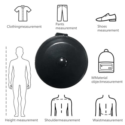 GDMINLO 2 Pack Tape Measure Retractable Measuring for Body Fabric Tailor Cloth Knitting Craft Weight Loss Measurements 60-Inch Soft Pink & Retractable Black Dual Sided Rulers