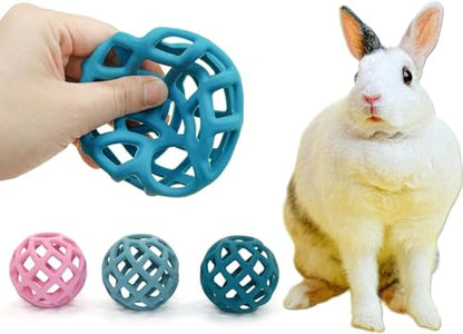 Rabbit Toys Hanger Treat Ball Silicone Hay Feeder with Stainless Steel Hanger for Turtle Bunny Squirrel Hedgehog Tortoise Guinea Pig Pets Cage Accessories Stuff (1 Pack) - size: 1 Pack