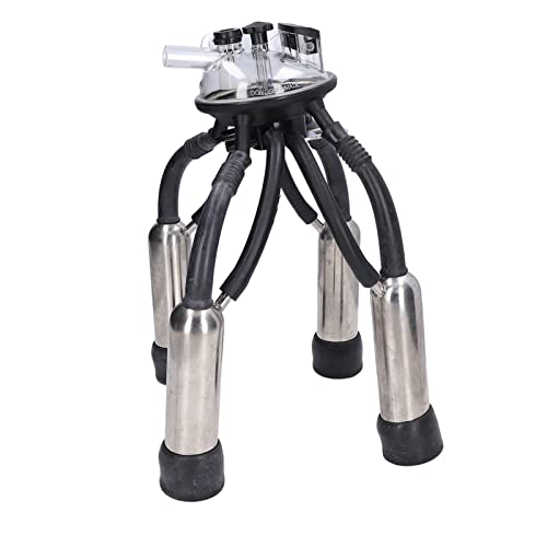 Cow Milking Cluster, Stainless Steel Rustproof Shell Silicone Liners Vacuum Pump Milking Machine Milker Claw with Accessories for Cattle and Sheep