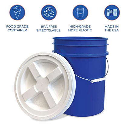 ePackageSupply 5 Gallon Bucket - Food Grade Bucket with Airtight Gamma Seal Screw-On Lid, BPA-Free, Heavy-Duty 90 Mil HDPE Plastic, Bulk Storage, Durable Container, Made in USA, Blue/White, 3 Packs - color: Blue/White, size: 3 Packs