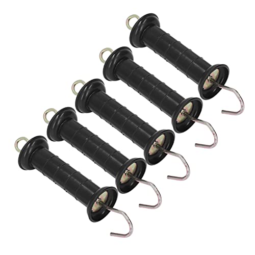 Electric Fence Gate Handle, 5 Pack Insulated Plastic Electric Fence Spring Handle for Animal Husbandry Electronic Grid System, Black