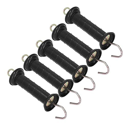 Electric Fence Handle 5Pcs Insulated Gate Grip Bar, electric fee handles Electric Fence Gate Handle, electric fee ga handles with Metal Hook, 9.65 x 2.17in Sturdy PP Spring Handle for Farm Pasture