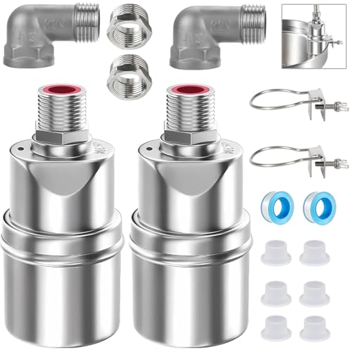 Auto Water Level Control Float Valve 1/2" 3/4" - 304 Stainless Steel, No Pump Needed for Water Tanks, Fish Ponds, Livestock Troughs, Hydroponics, Pool(2 Pack Long) - color: 2 Pack, size: Long