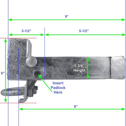 Commercial Single GATE Strong Arm Latch for 2-7/8" Fence Post - and 1-5/8" Thru 2" Chain Link or Round Pipe Gate Frames CASE Qty 2 - size: 3" Single Gate - Case
