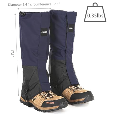 Winter Snow Gaiters for Hiking - Waterproof Ankle Covers for Snow Trekking, Skiing - Universal Fit Men Women - color: Navy Blue