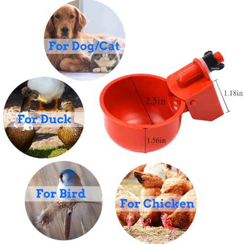 Large Automatic Chicken Waterer Cups, 6pcs Turkey Waterer Feeder for Poultry,Automatic Chicken Watering System, Water Feeder Kit Suitable for Duck, Chicks, Goose, Bunny and Bird