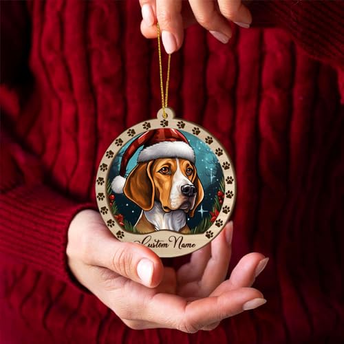 Personalized American Foxhound Ornament, American Foxhound Christmas Ornament, Custom Name American Foxhound Dog Suncatcher for Christmas Tree - color: American Foxhound
