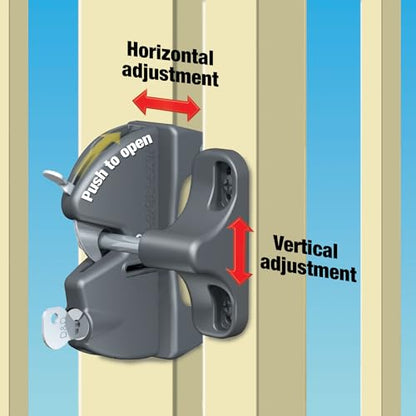 National Hardware LokkLatch N346-201 Keyed Gate Latch with Adjustable Design for Wood Metal Vinyl Gates, Black Weather-Resistant Polymer Construction, 4-9/16 in Gap Range, Pool Fence Hardware