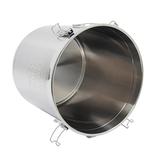 DYNAMI 12.7Gal 304 Stainless Steel Rice Storage Container,Extra Large Food Grade Canister,40-90Lbs Sealed Rice Bucket with Airtight Lid and Locking Buckle,for Rice, Flour, Grain (48L)