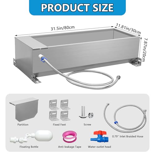 Automatic Livestock Water Trough Large Capacity Self Filling Dog Waterer Tank Animal Drinking Water Bowl with Float Valve Metal Water Trough for Livestock Dog Horse Goat Pets Pig Cow Deer