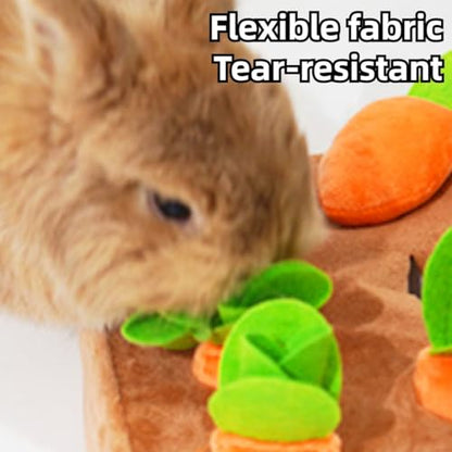 Upgraded Interactive Rabbit Enrichment Toys, Hide and Seek Snuffle Mat with Plush Carrot and Feeder Cups for Boredom & Stimulating, Bunny Puzzle for Puppies, Guinea Pigs, Kitten, Chinchilla (Large) - size: Large