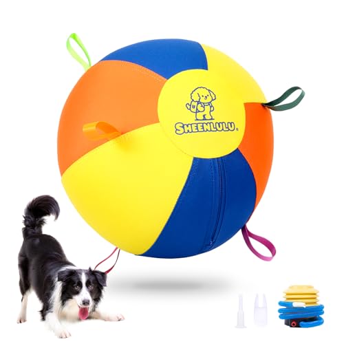 Herding Ball for Dogs, 14'' Dog Training Balls with Straps for Australian Shepherd, Border Collie, Cattle Dog, Medium & Small Breed Outdoor Play - color: Multicolor, size: 14"
