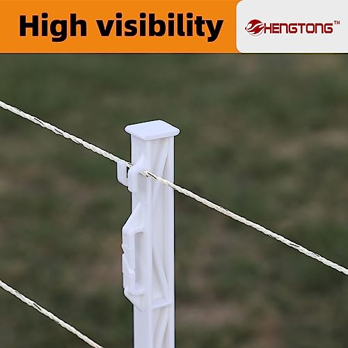 White Electric Fence Poly Rope 1/4 Inch 656ft for Horses | Upgraded portable polyrope, 6×0.18mm stainless steel conductors, safe for large farm animals