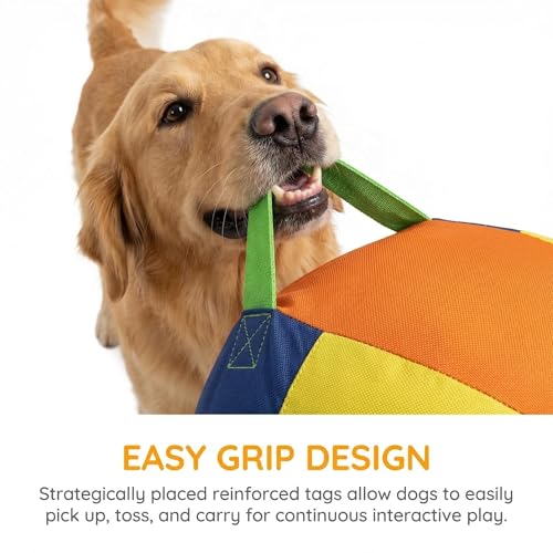 10/18/22" Herding Ball for Dogs & Horses - Tear-Resistant Inflatable Toy with Heavy-Duty Handle Cover & Pump - Durable Exercise Ball for Large Pets (Medium)