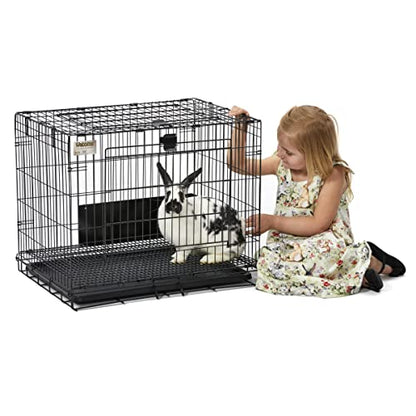 MidWest Homes for Pets Small Wabbitat Rabbit Cage, Grid Mesh Floor, Removable Tray, Top & Front Door Access, Rust Resistant Finish, No Tools Required - size: 25.0"L x 19.0"W x 20.0"H