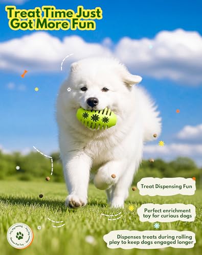 Deeow Natural Rubber Rugby Ball Dog Toy - Interactive Fetching & Chewing Puppy Toys, Slow Feeder Treat Dispenser Pet Toy, World Cup Soccer Teething Relief Puppy Toy for Aggressive Chewers