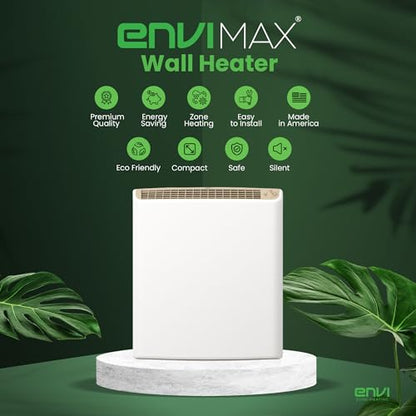 EnviMAX 220 Volt Hardwired Electric Panel Wall Heater for Large Rooms 1000 Watts, 24/7 Heating Safety Sensor Protection, Patented Quiet Fanless Design, Easy 2-Min Install Indoor Space Heater, USA Made - size: EnviMAX 220 Volt