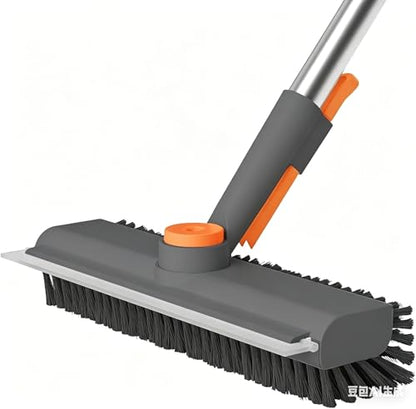 Floor Scrub Brush with Long Handle, Cleaning Brush,3 in 1 Scrape and Heavy-Duty Stiff Bristle Scrubber Brush for Cleaning Shower Bathroom, Patio, Garage, Kitchen, Wall and Deck
