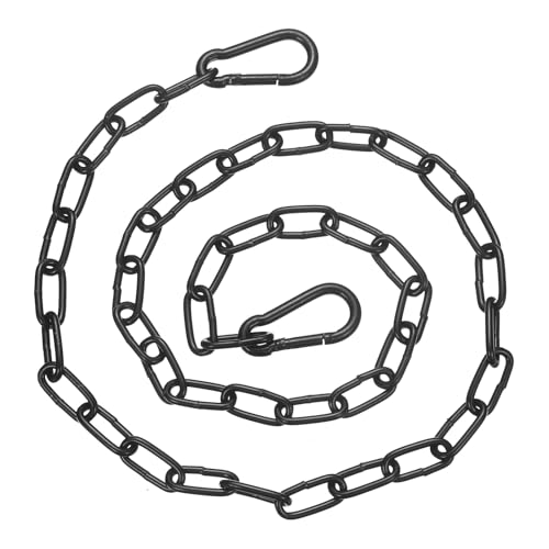 PATIKIL Gate Chain Lock, 34 in x 3mm Chain Dia Alloy Steel Hanging Chain Lock with 2 Open Clasps for Stall Barn Fence Gate Hammock Swing Punching Bags Sandbag Yoga Gym, Black - size: 34inch x 3mm