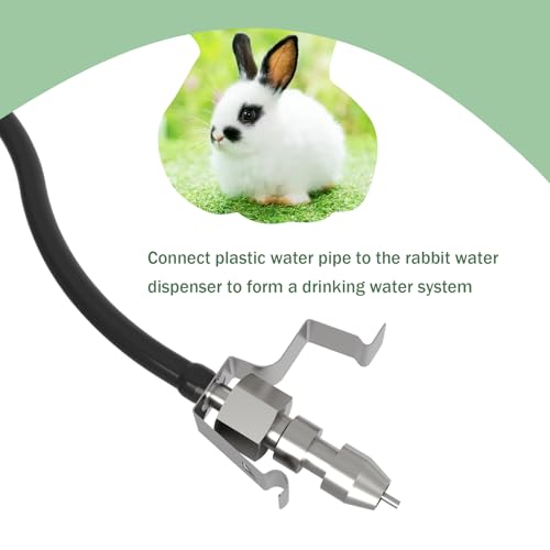 15pcs Stainless Steel Rabbit Watering Nipples Metal with Cage Rodent Waterering System (Grey, Large)