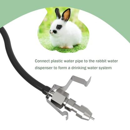 15pcs Stainless Steel Rabbit Watering Nipples Metal with Cage Rodent Waterering System (Grey, Large)